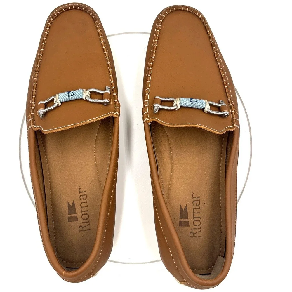Riomar Admiral Tan Leather Driving Loafers Mens 11.5 EU 45 Made in Portugal